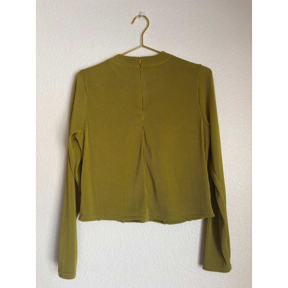 Anthropologie Blue Tassel Lime Green Ribbed Corset Bustier Long Sleeve Top NWT L - Picture 3 of 10
